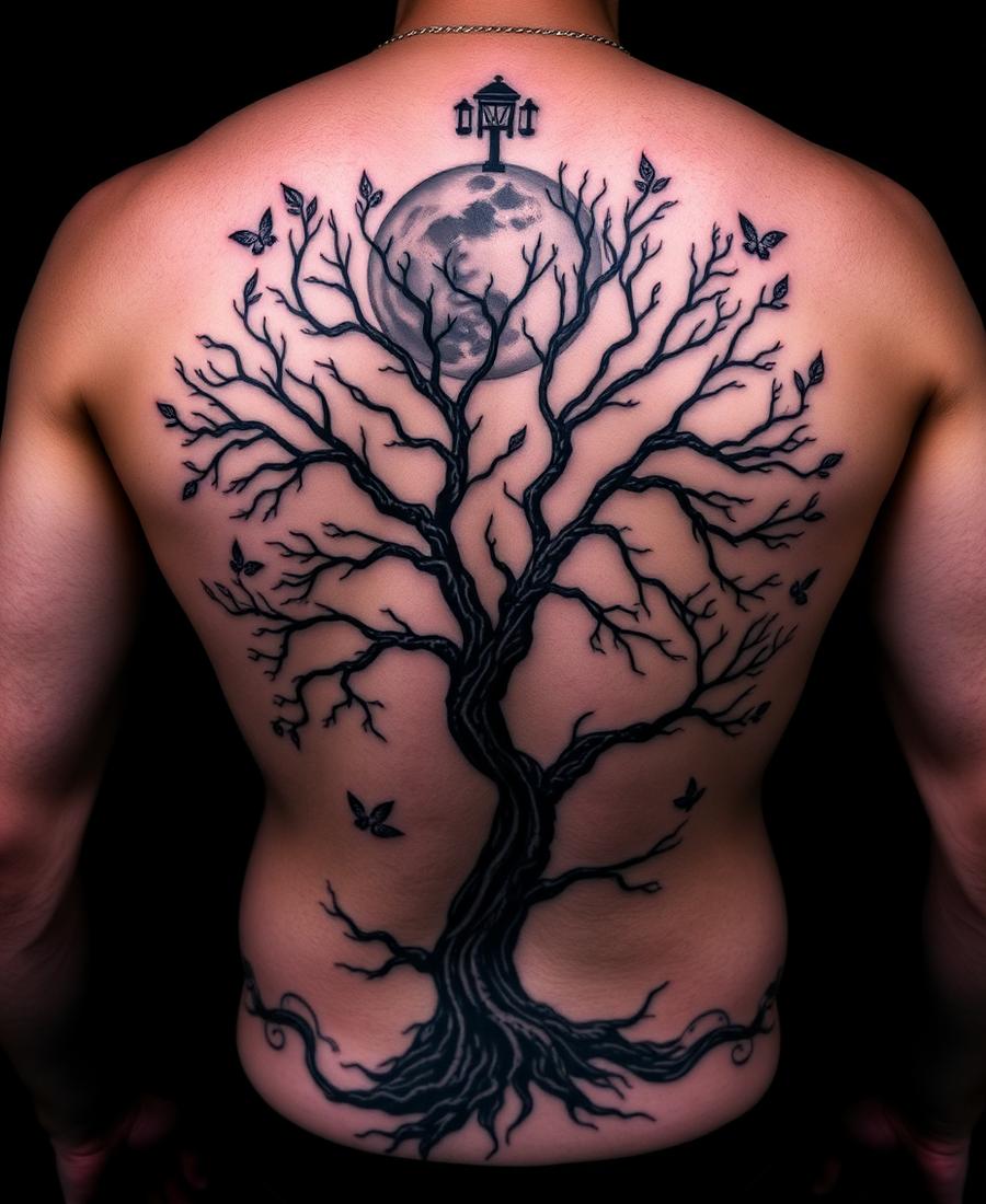 Tatuagem grande e personalizada nas costas