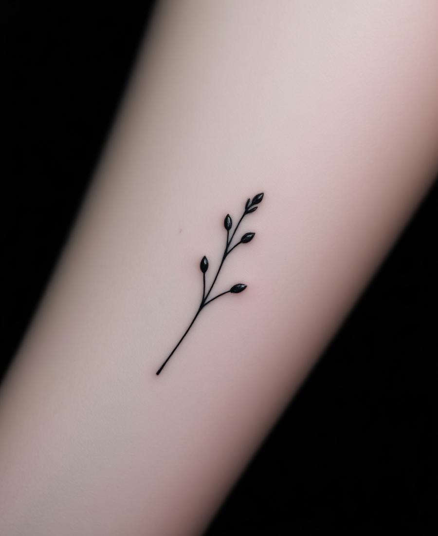 Tatuagem fine line com traço fino e delicado no braço
