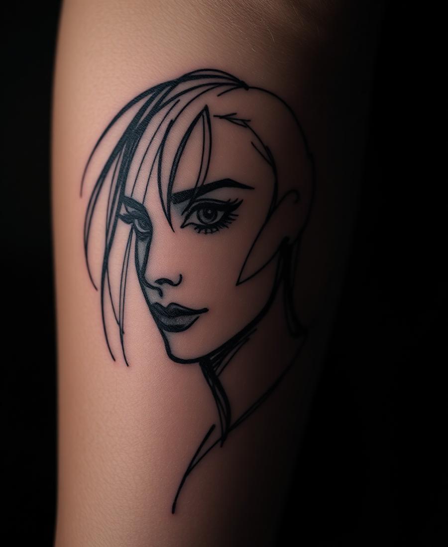 Sketch tattoo com traços soltos e artísticos no braço